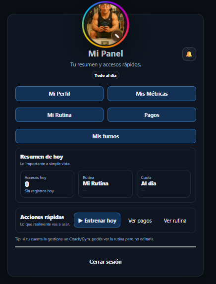 Panel móvil del cliente en Orbyta